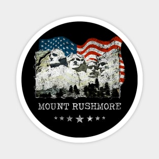 Mount Rushmore Distressed Vintage Patriots Flag Tee Magnet